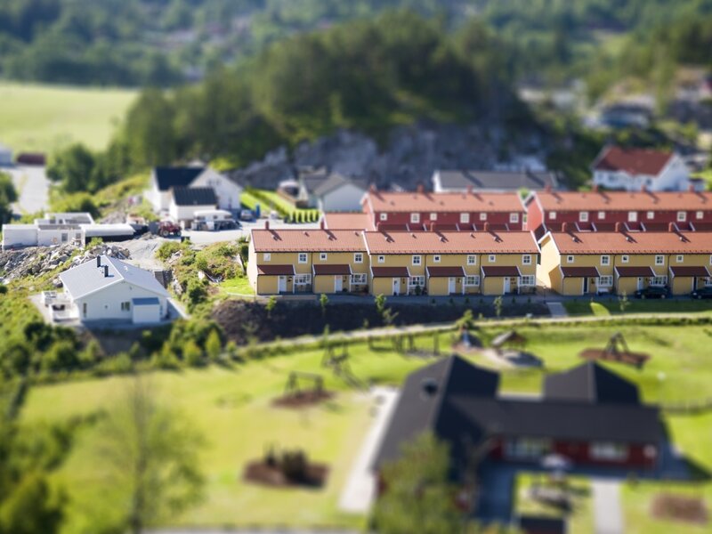 Residential area with yellow houses