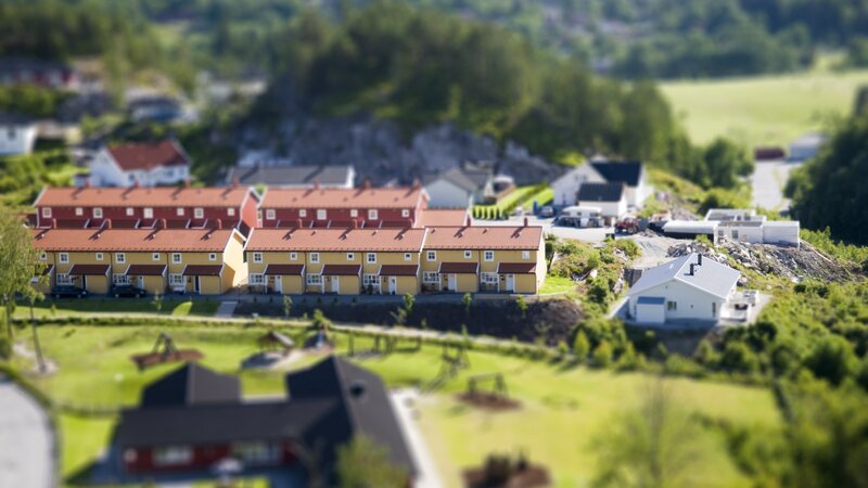 Residential area with yellow houses