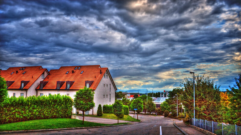 Residential Buildings under Cloudy Sky