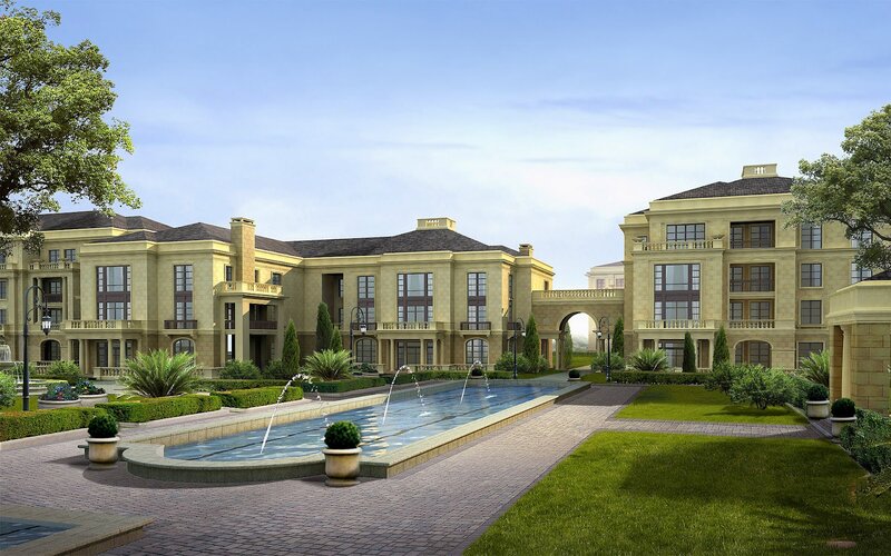 Residential Buildings with Fountain