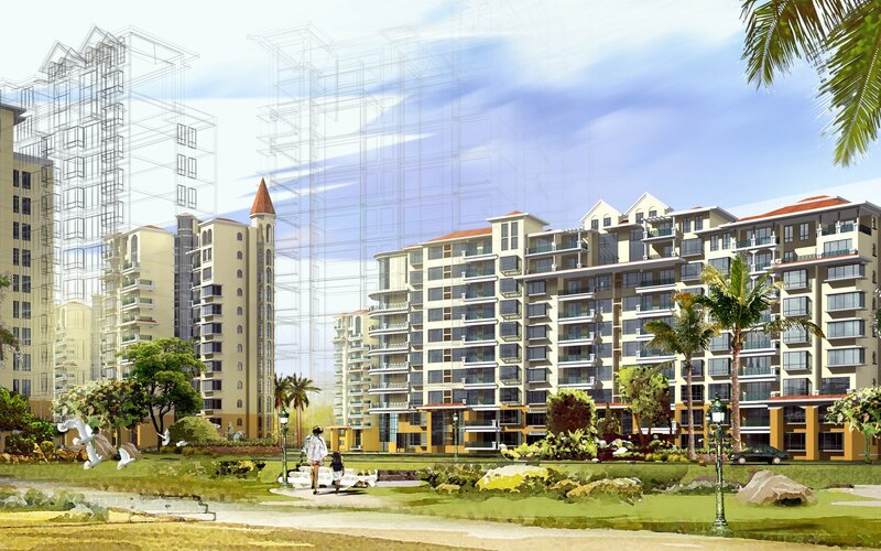 Residential complex rendering