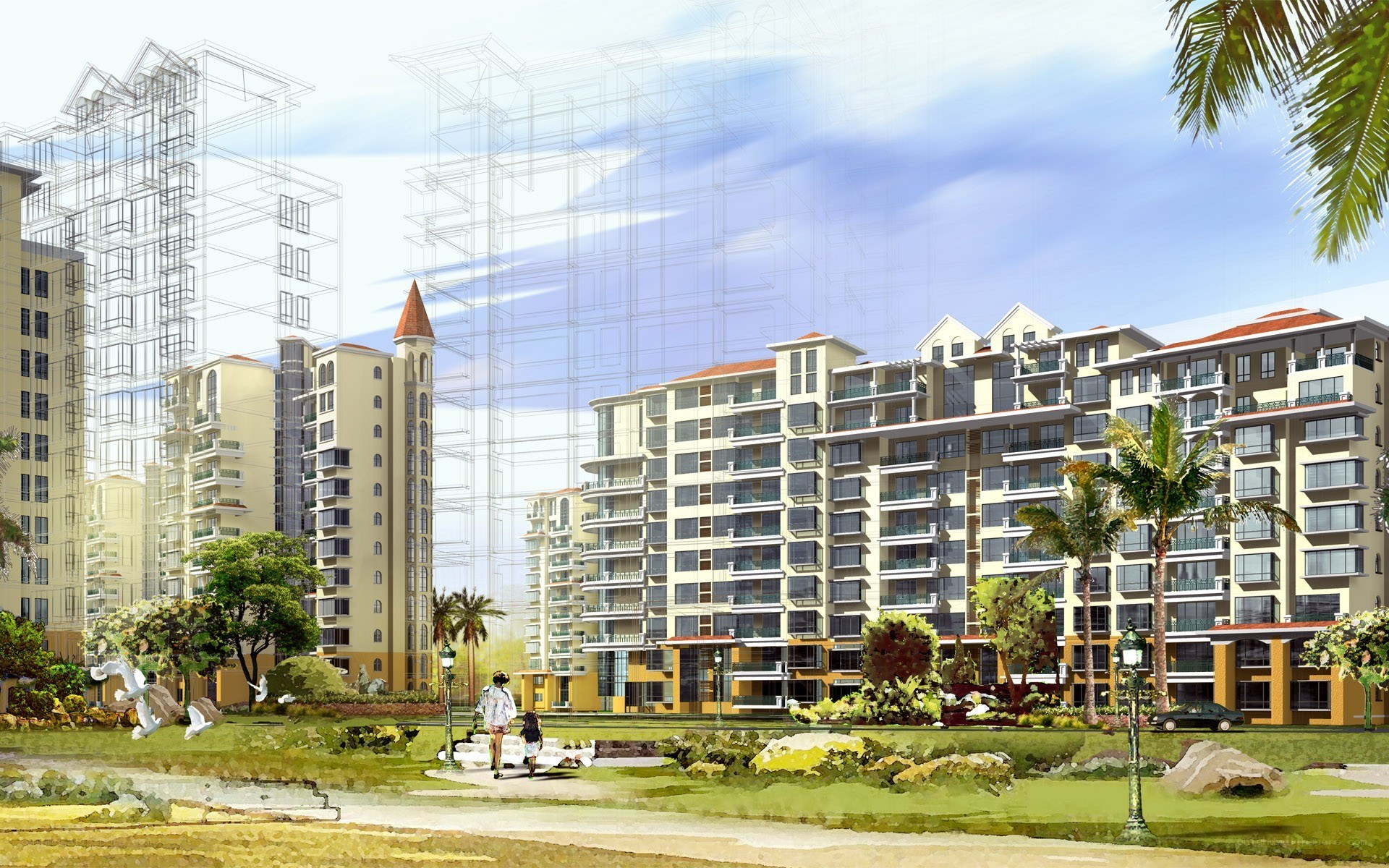 Residential complex rendering