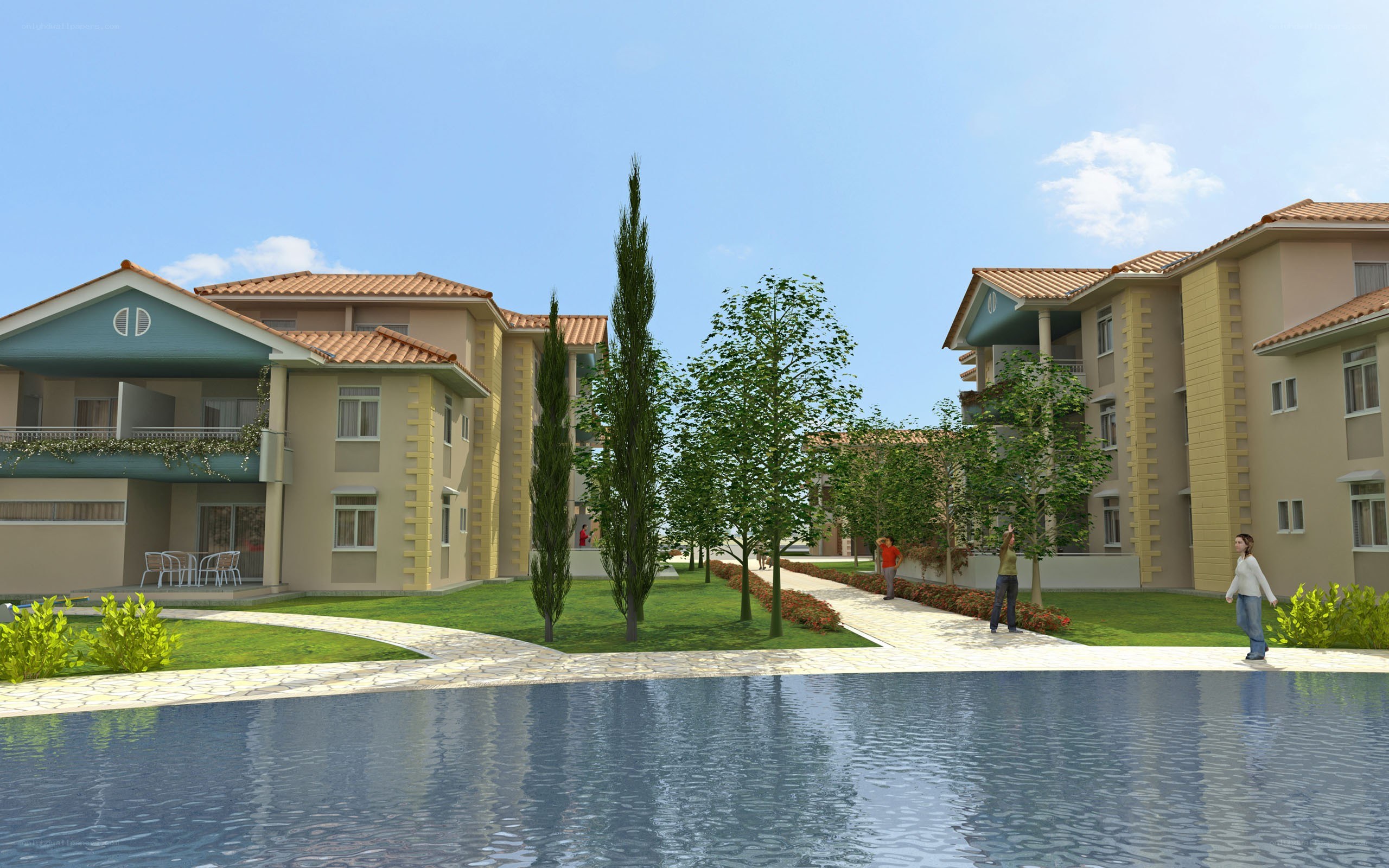 Residential complex with pool