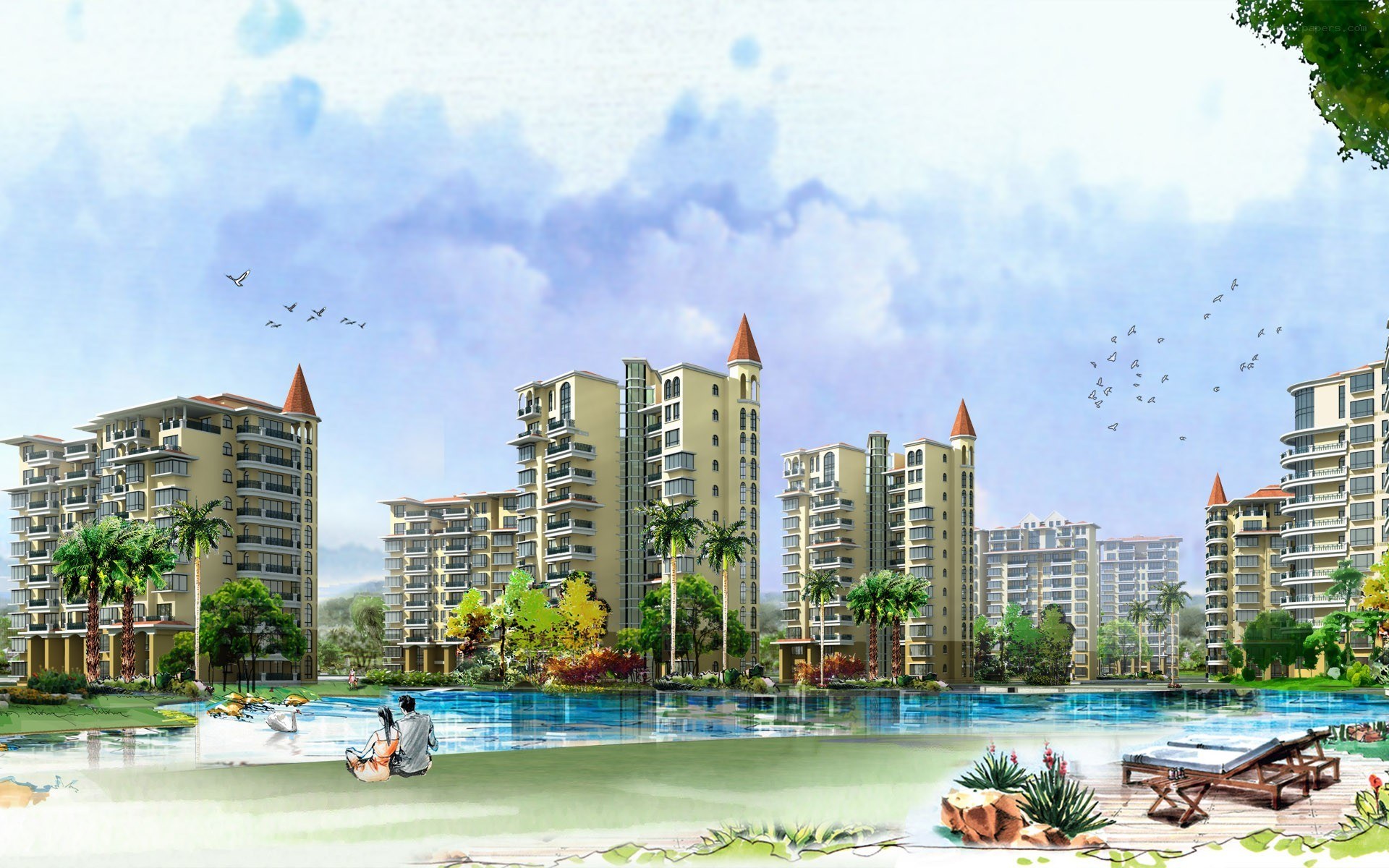 Residential complex with pool