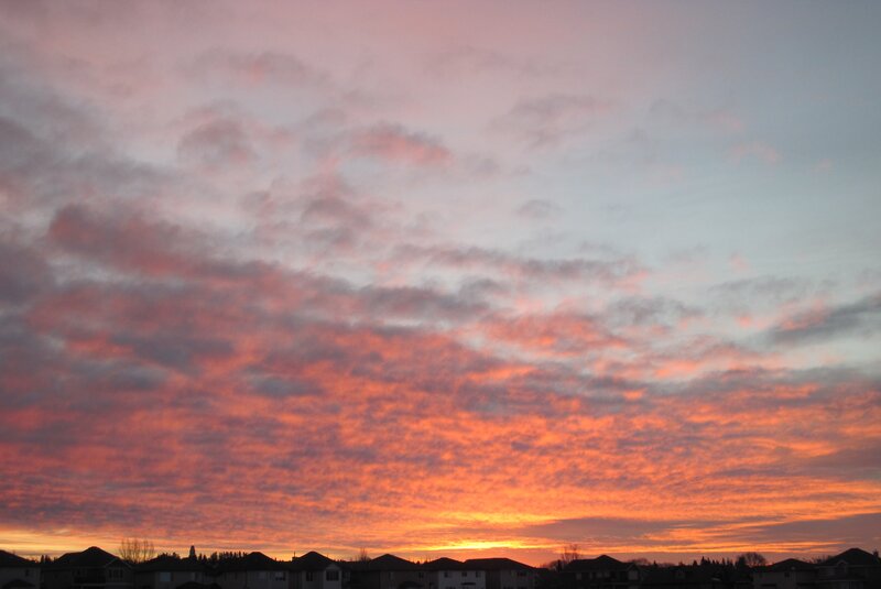 Residential Houses at Sunset — Orange, Dramatic