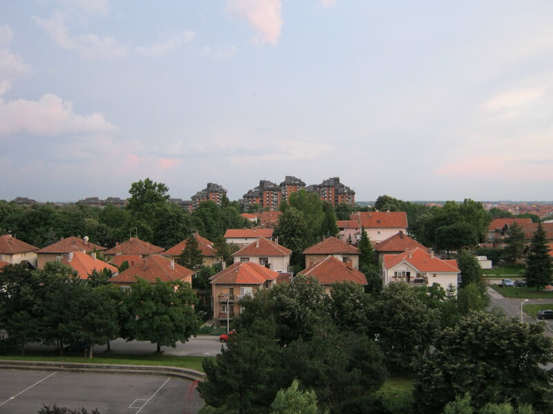 Residential neighborhood at dusk