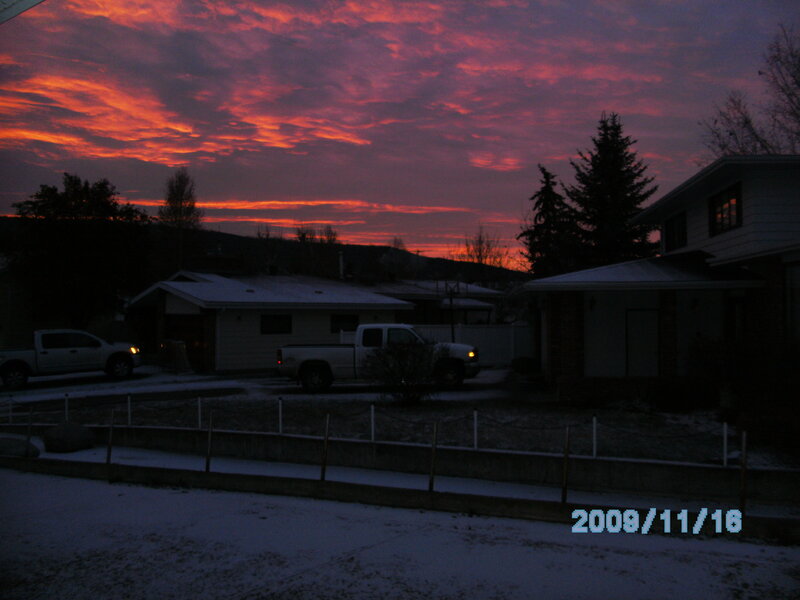 Residential Neighborhood at Dusk — Red
