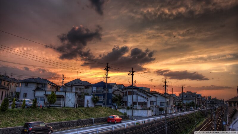 Residential Neighborhood at Sunset