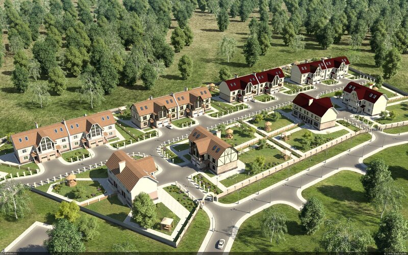 Residential neighborhood rendering