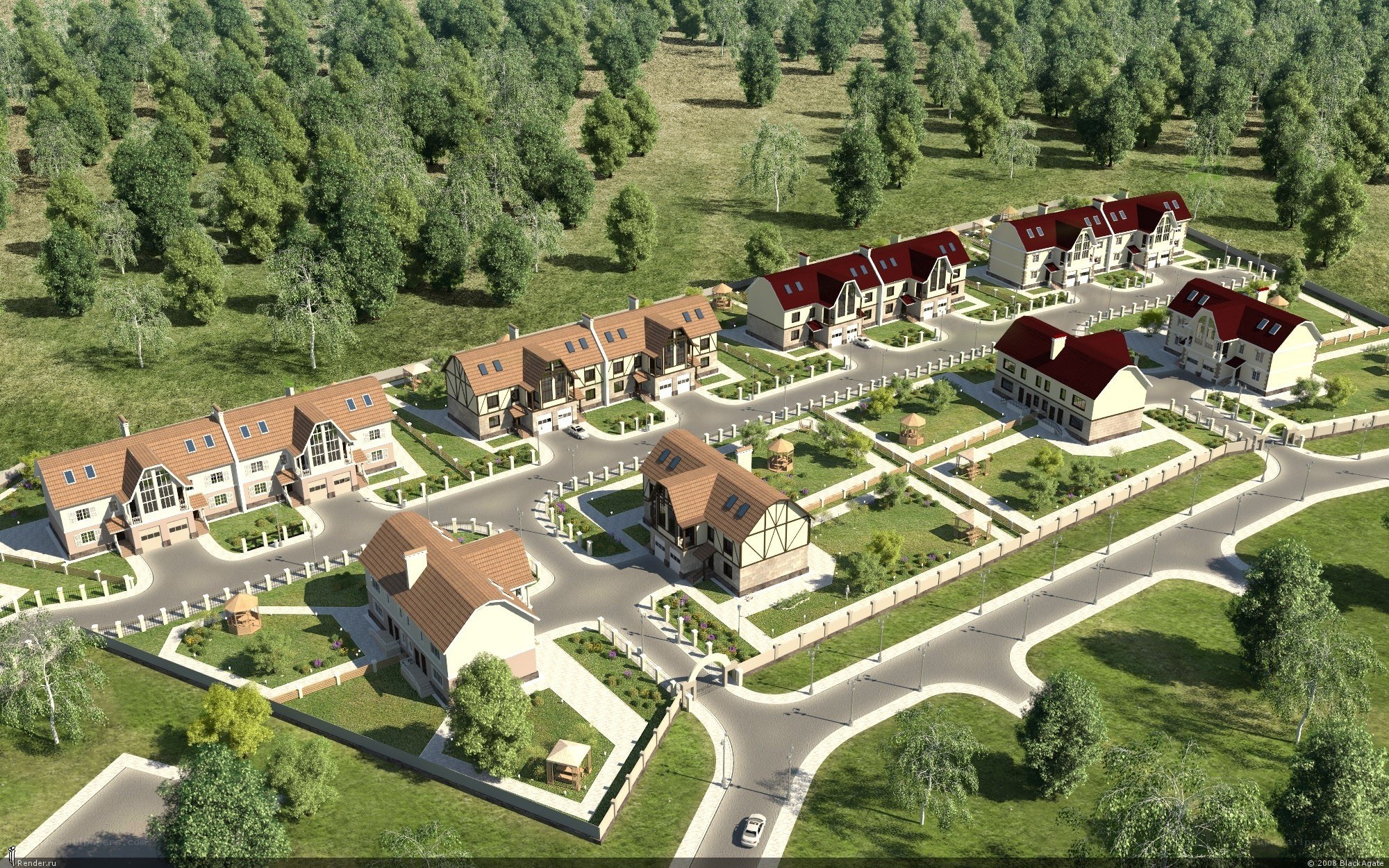 Residential neighborhood rendering