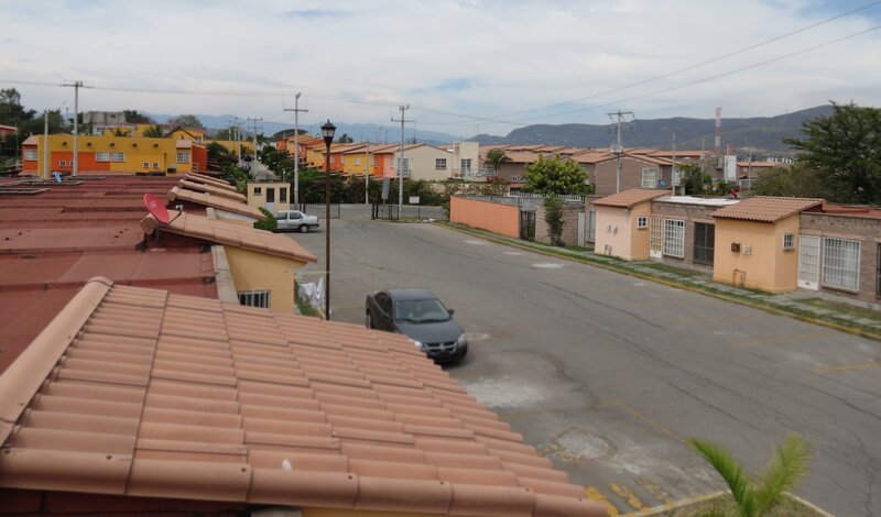 Residential neighborhood with tiled roofs