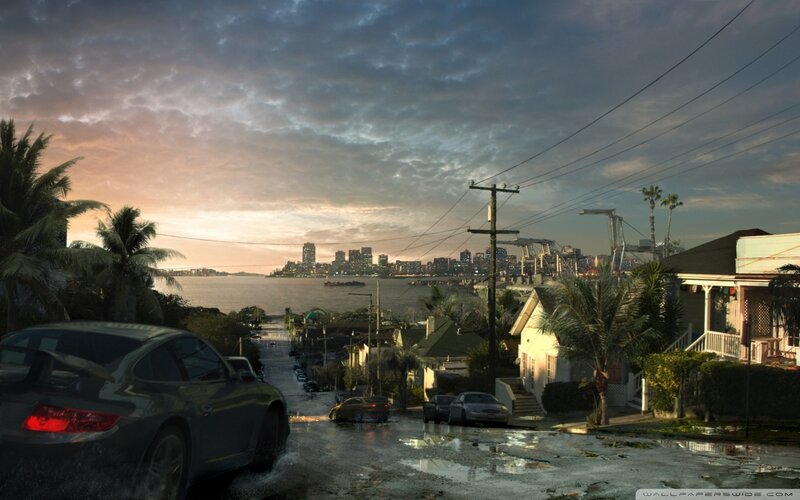 Residential Street at Dusk