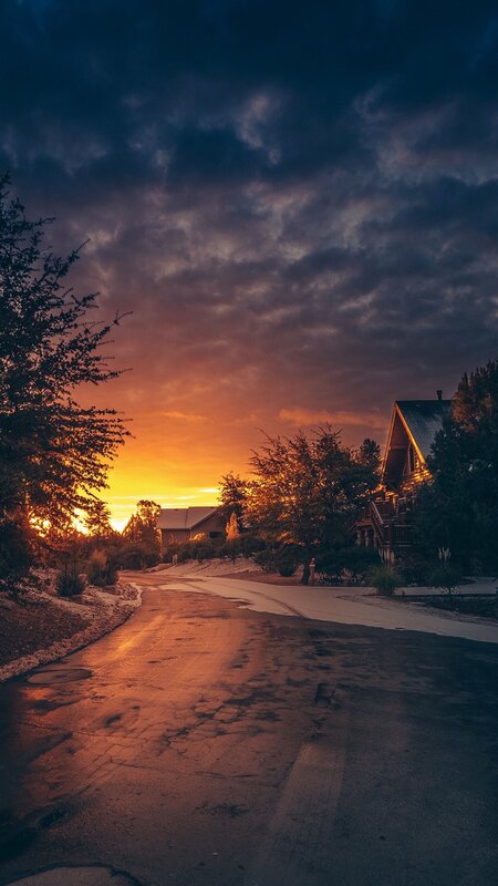 Residential Street at Sunset — Orange