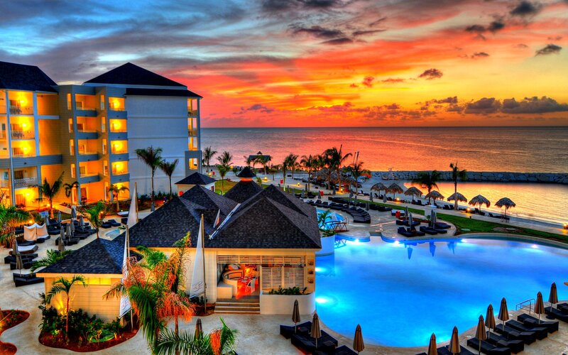 Resort at Sunset — Blue, Dramatic