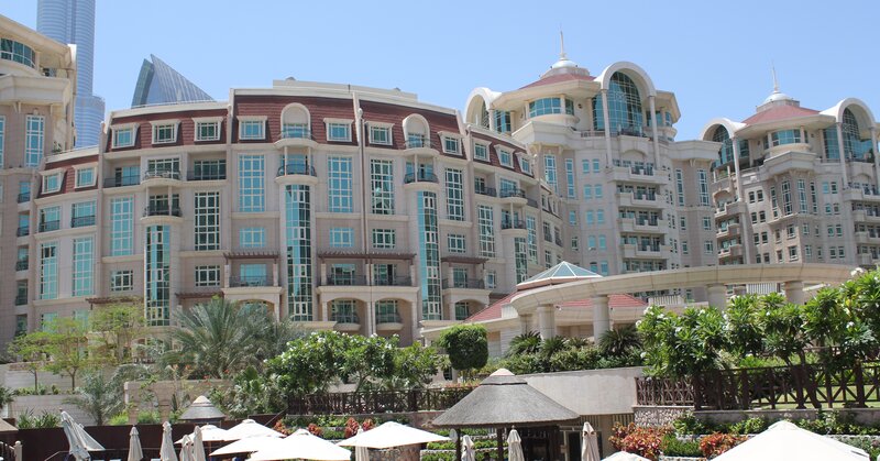 Resort Buildings and Palm Trees