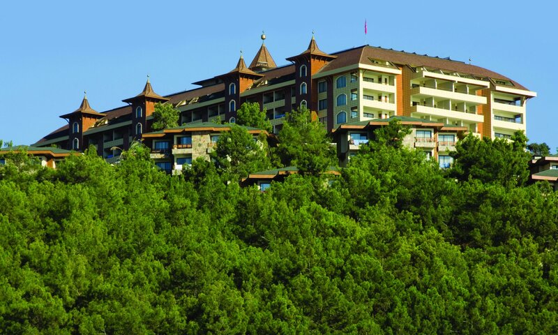 resort on a forested hillside