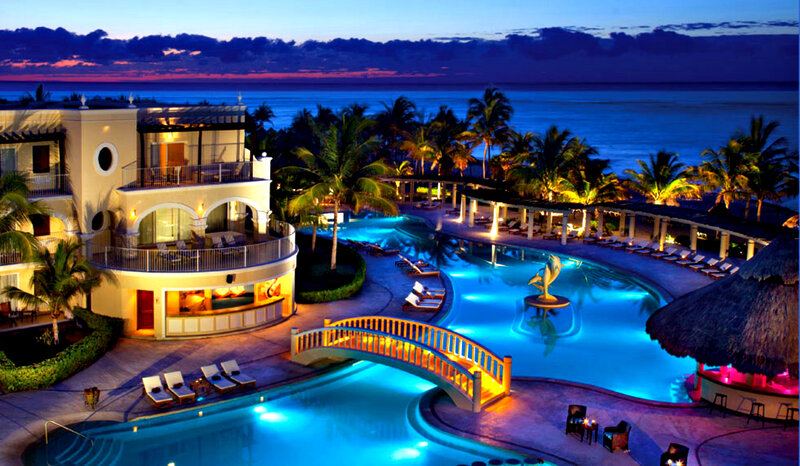 Resort Pool at Dusk — Blue