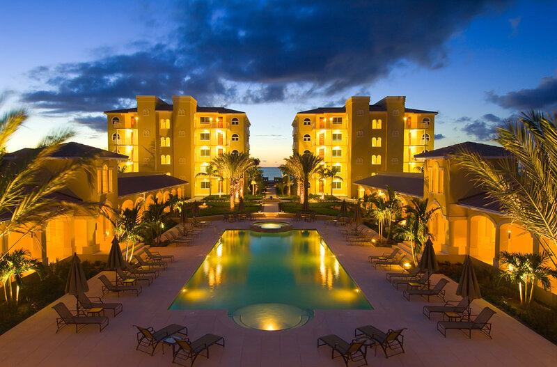 Resort Pool at Dusk — Yellow