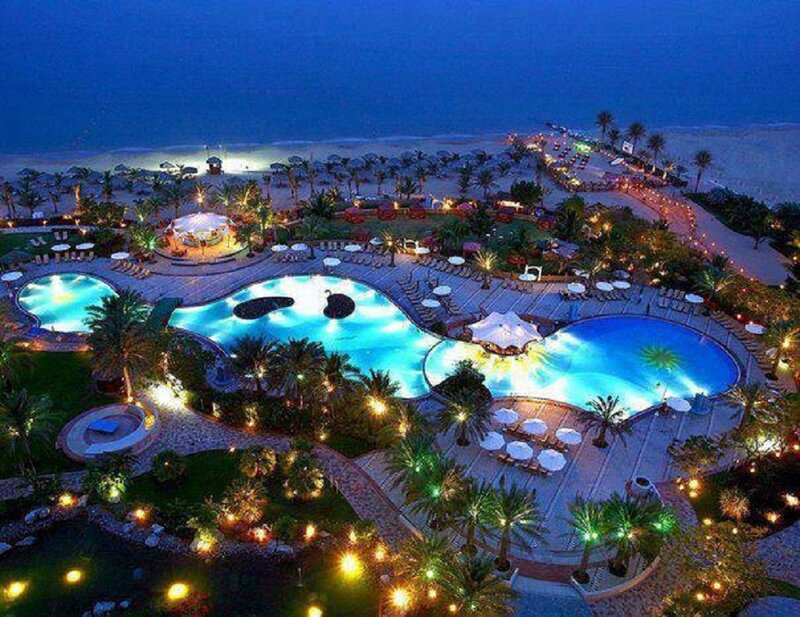 Resort Pool at Night — Blue