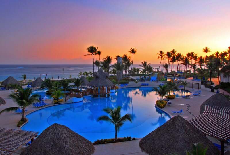 Resort Pool at Sunset — Blue