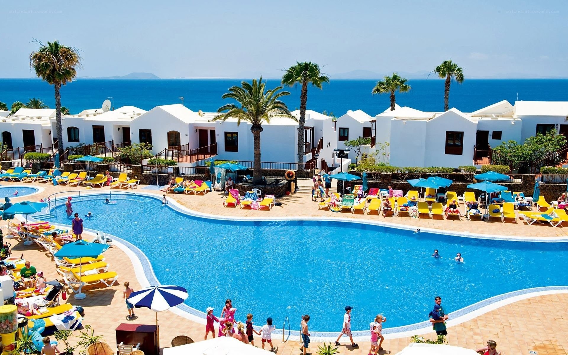 Resort pool with ocean view