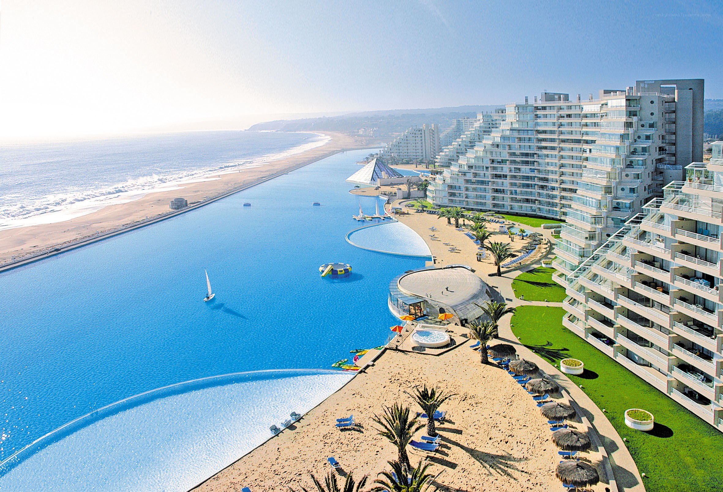 Resort with giant pool and beach