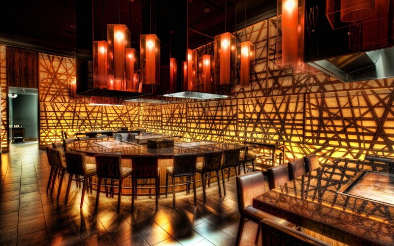 Restaurant Dining Area — Brown, Dramatic