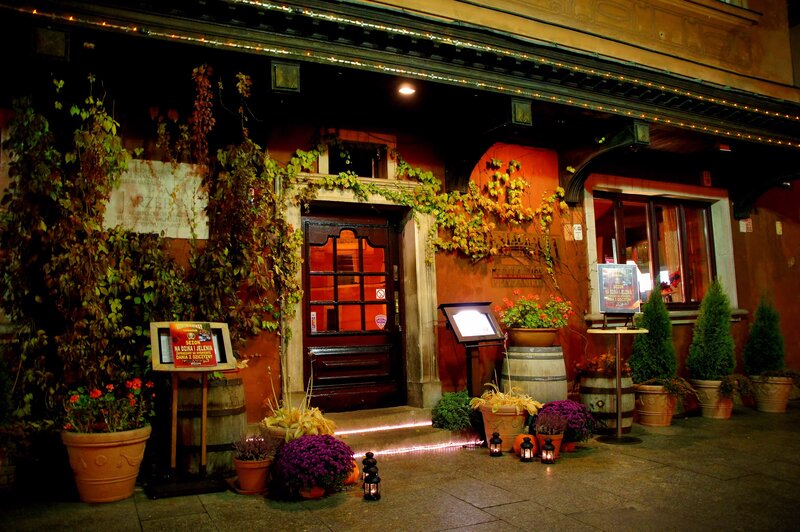 Restaurant Entrance at Night