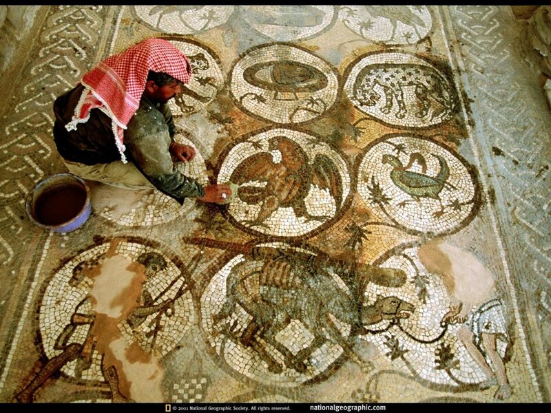 Restoring ancient mosaic floor