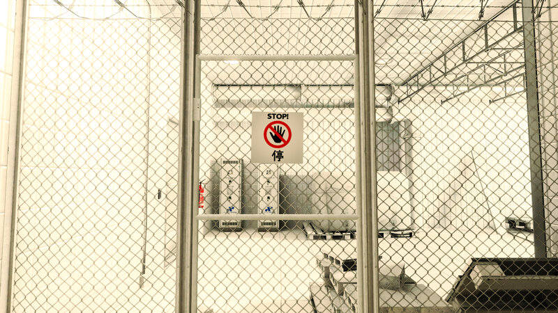 Restricted area with stop sign