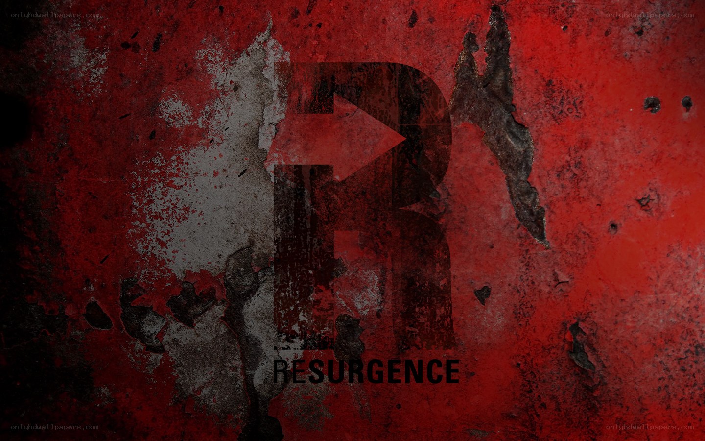 Resurgence logo on distressed red background