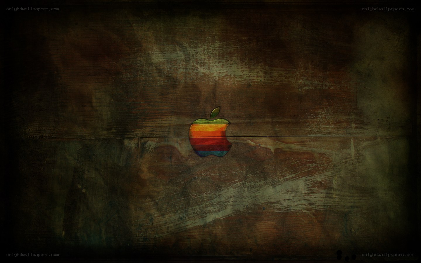 Retro Apple logo on wood