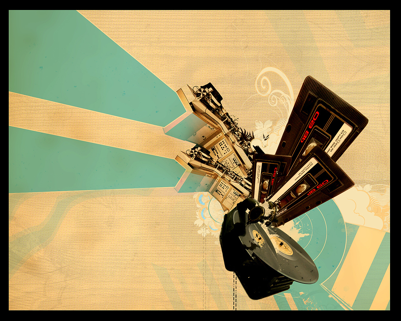 Retro audio collage art