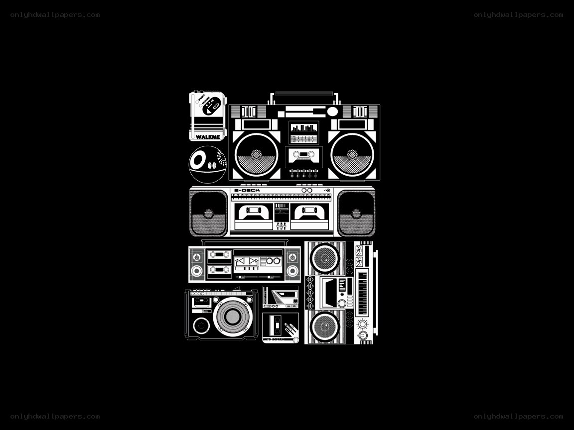 retro audio devices collage