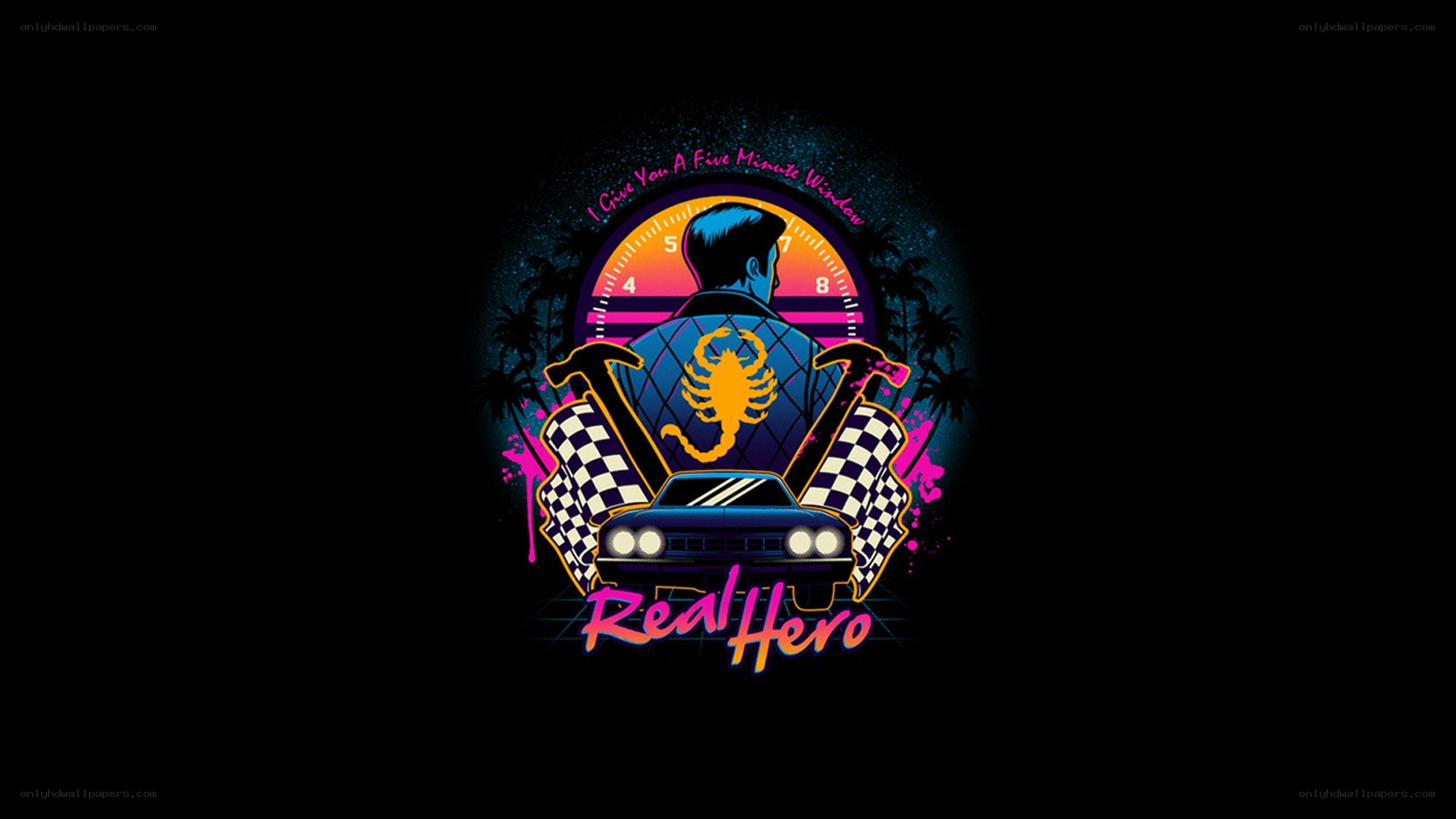 retro car racing logo