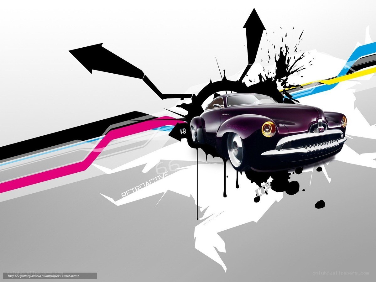 retro car with graffiti art