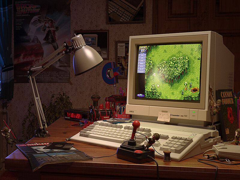 Retro computer gaming setup