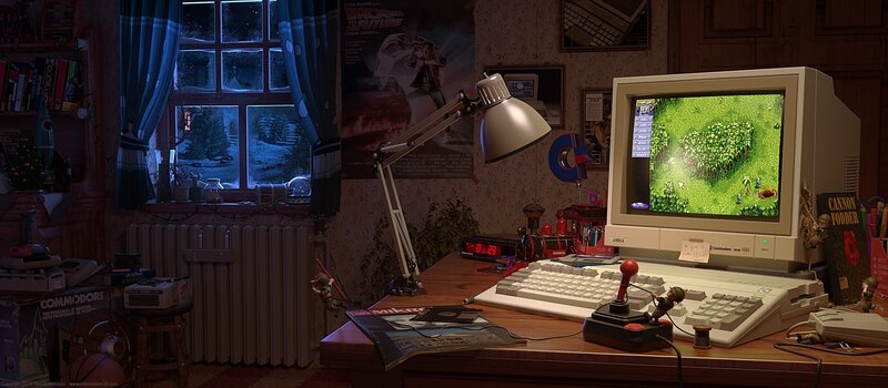 Retro Computer Setup — Brown, Nostalgic