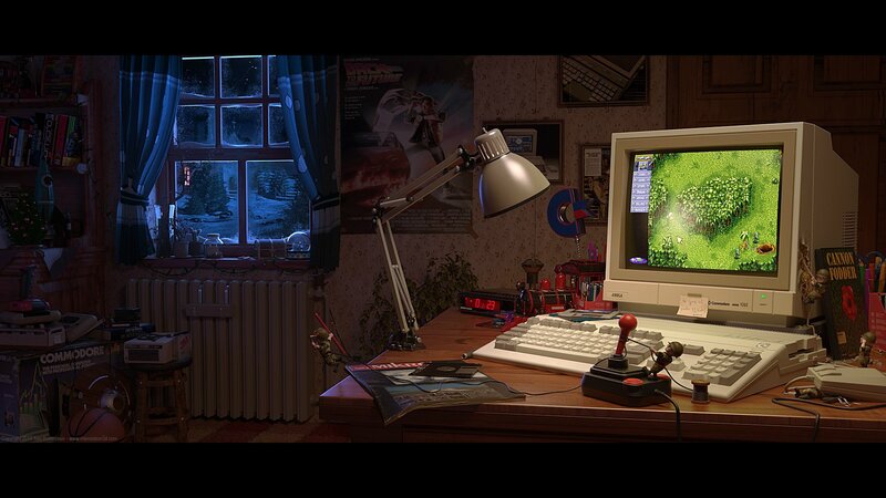 Retro Computer Setup — Brown