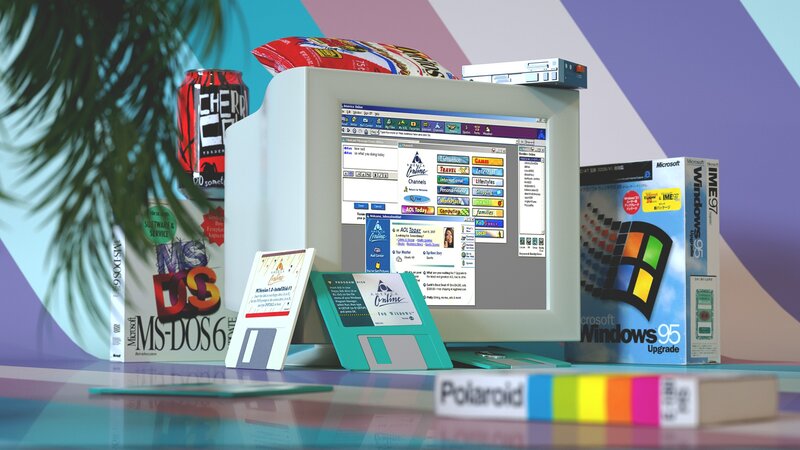Retro Computer Setup — Purple, Nostalgic