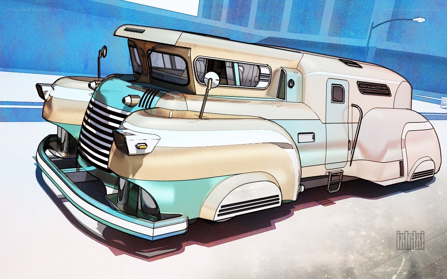 retro-futuristic camper van