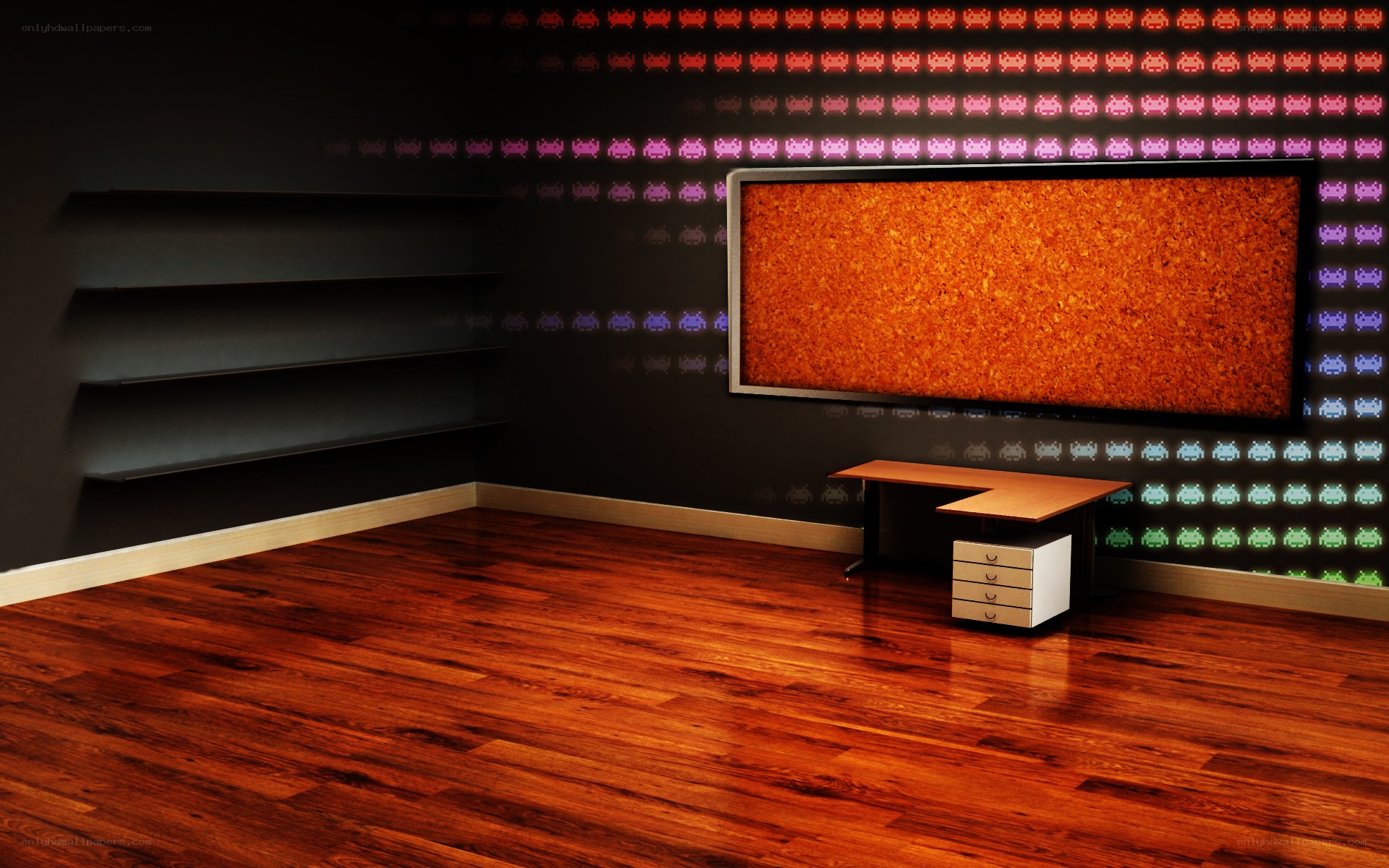 retro gaming office room