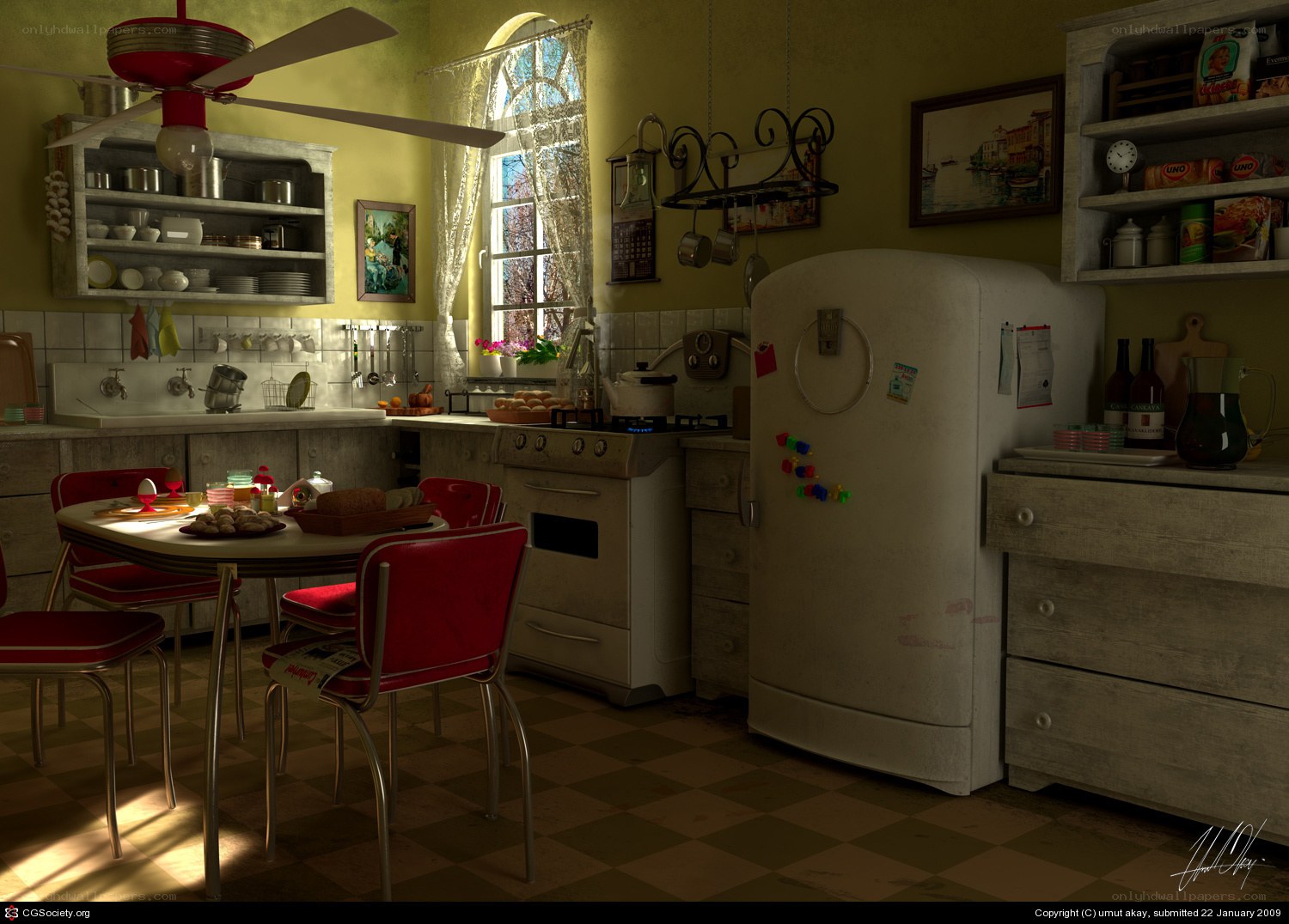 Retro kitchen scene