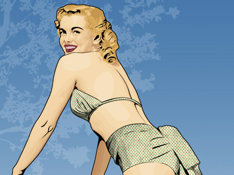 retro pin-up woman in bikini