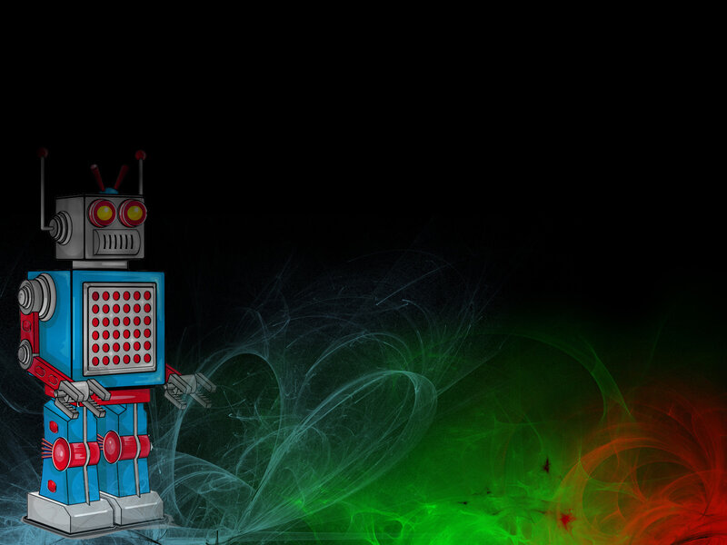 retro robot with colorful background