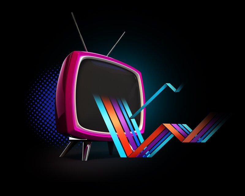 Retro TV with colorful graphics