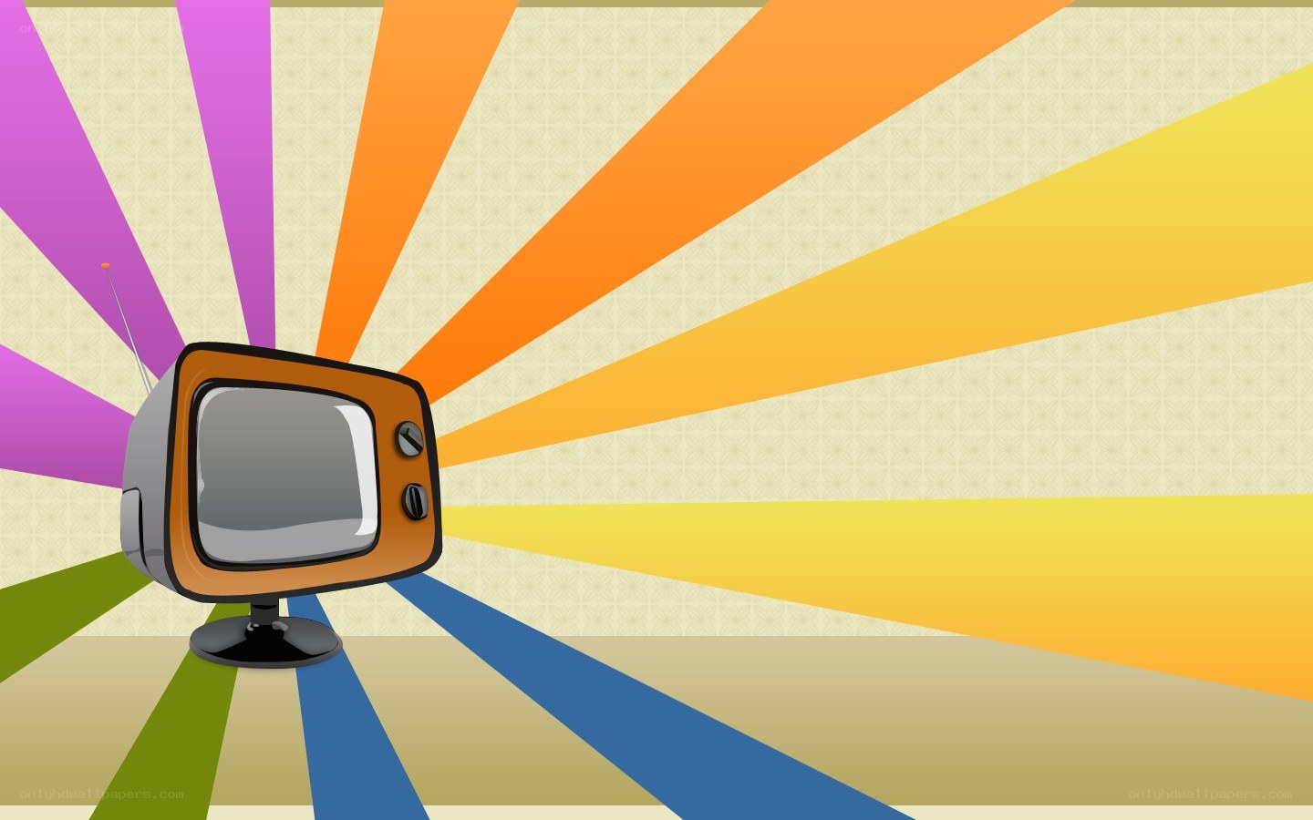 retro tv with colorful rays