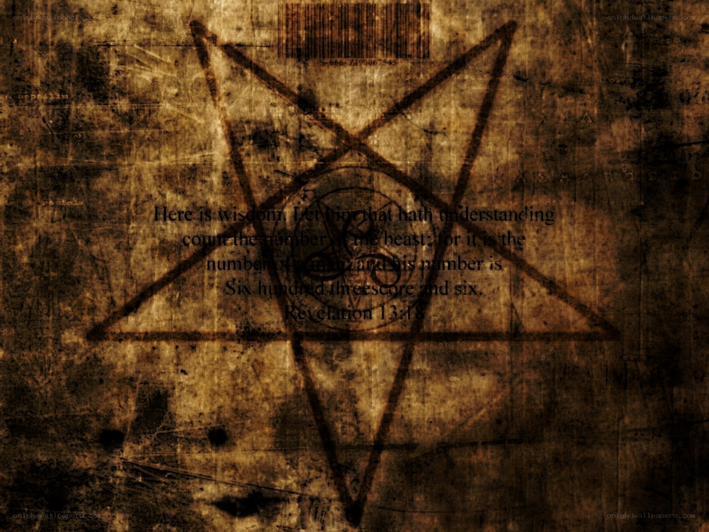 Revelation 13:18 text with pentagram