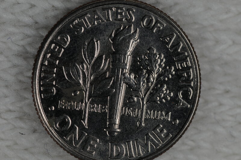 reverse of a US dime coin
