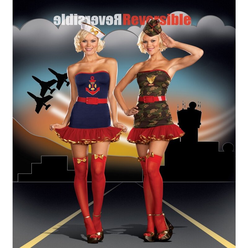 reversible military-themed costume